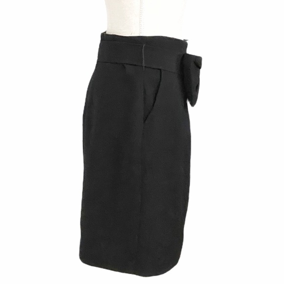 SANDRO BLACK WOOL BLEND FRONT OVERSIZED BOW FORMAL PENCIL SKIRT - M - Picture 3 of 8